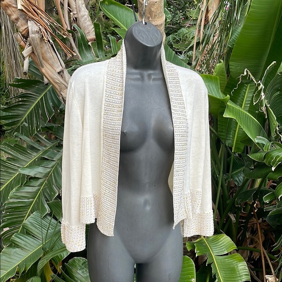 Josie Natori sparkle beaded crop jacket or cardigan - Picture 1 of 6